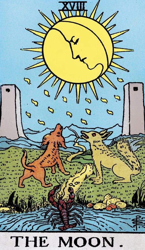 RWS tarot deck the moon tarot card