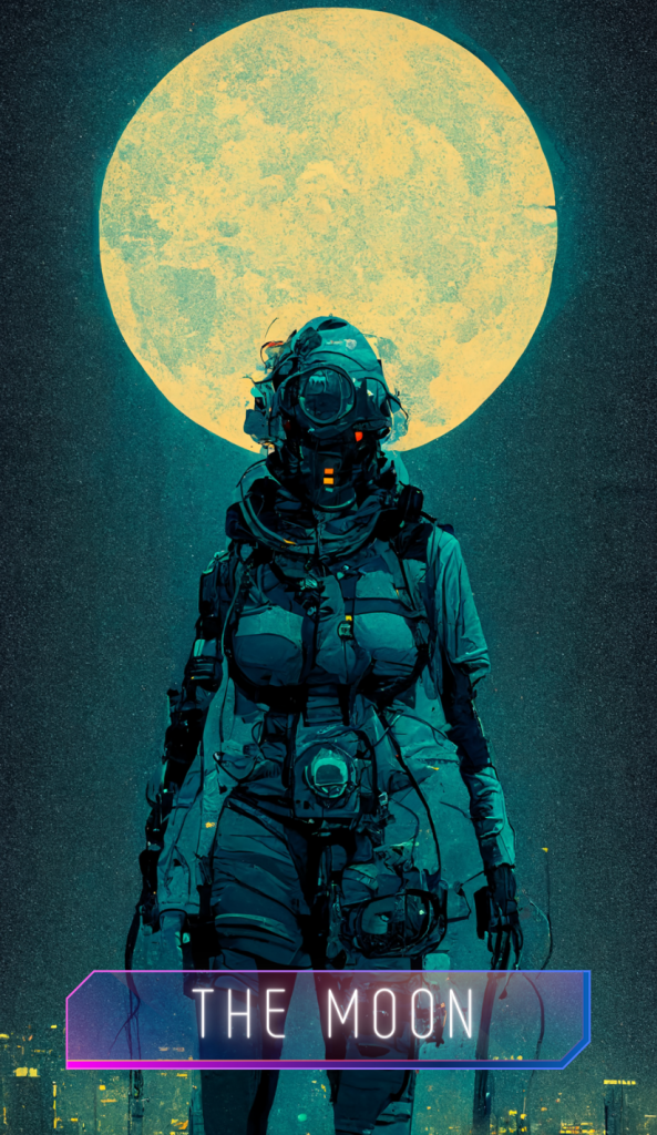 the moon tarot card meaning cyberpunk deck