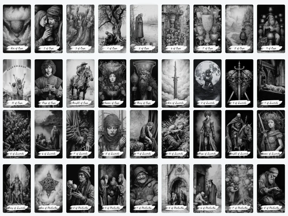 black tarot cards