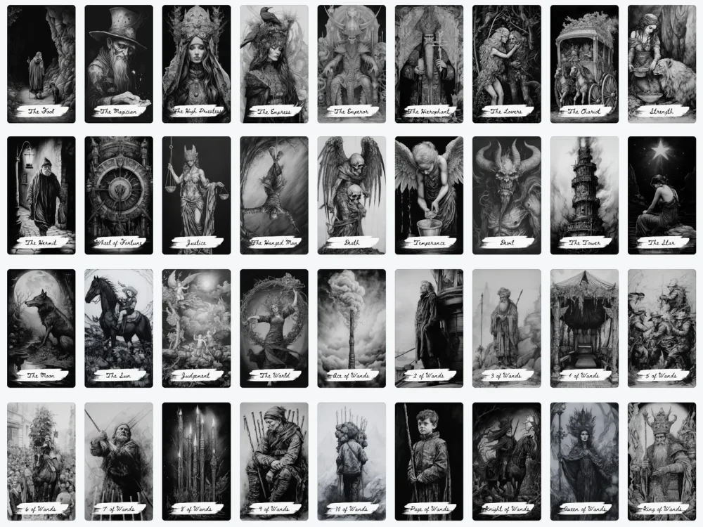 charcoal tarot cards