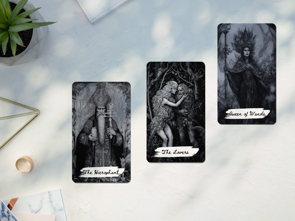 monochrome tarot cards