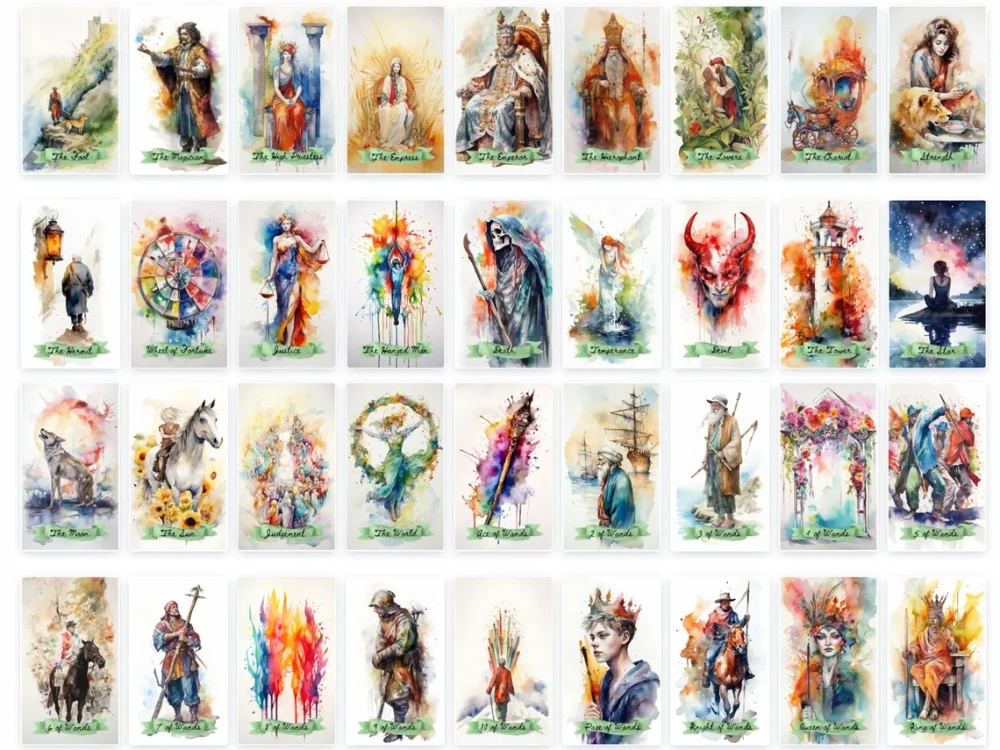 watercolor tarot cards