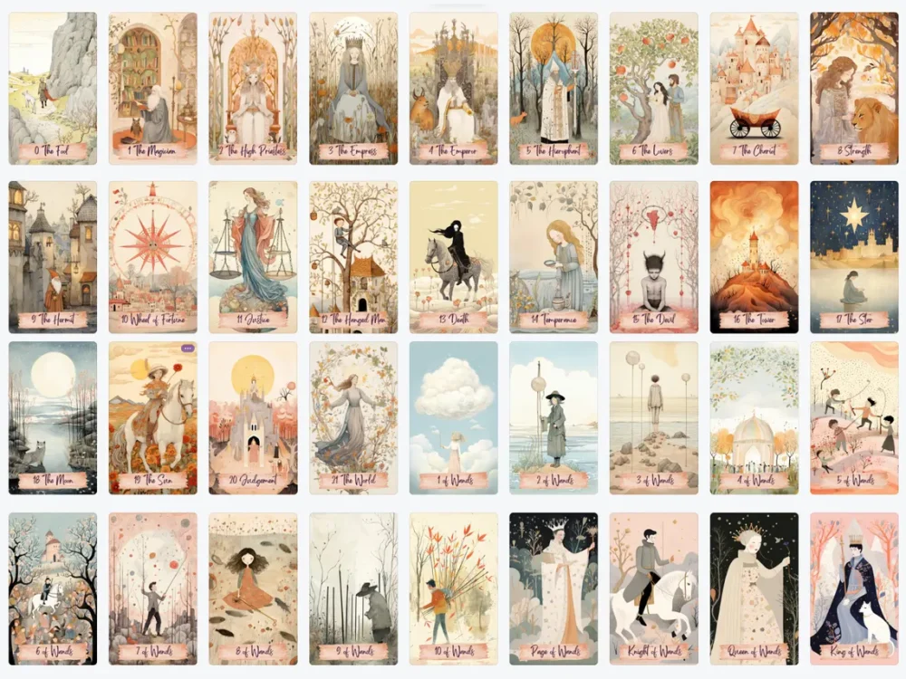 soft colored tarot cards